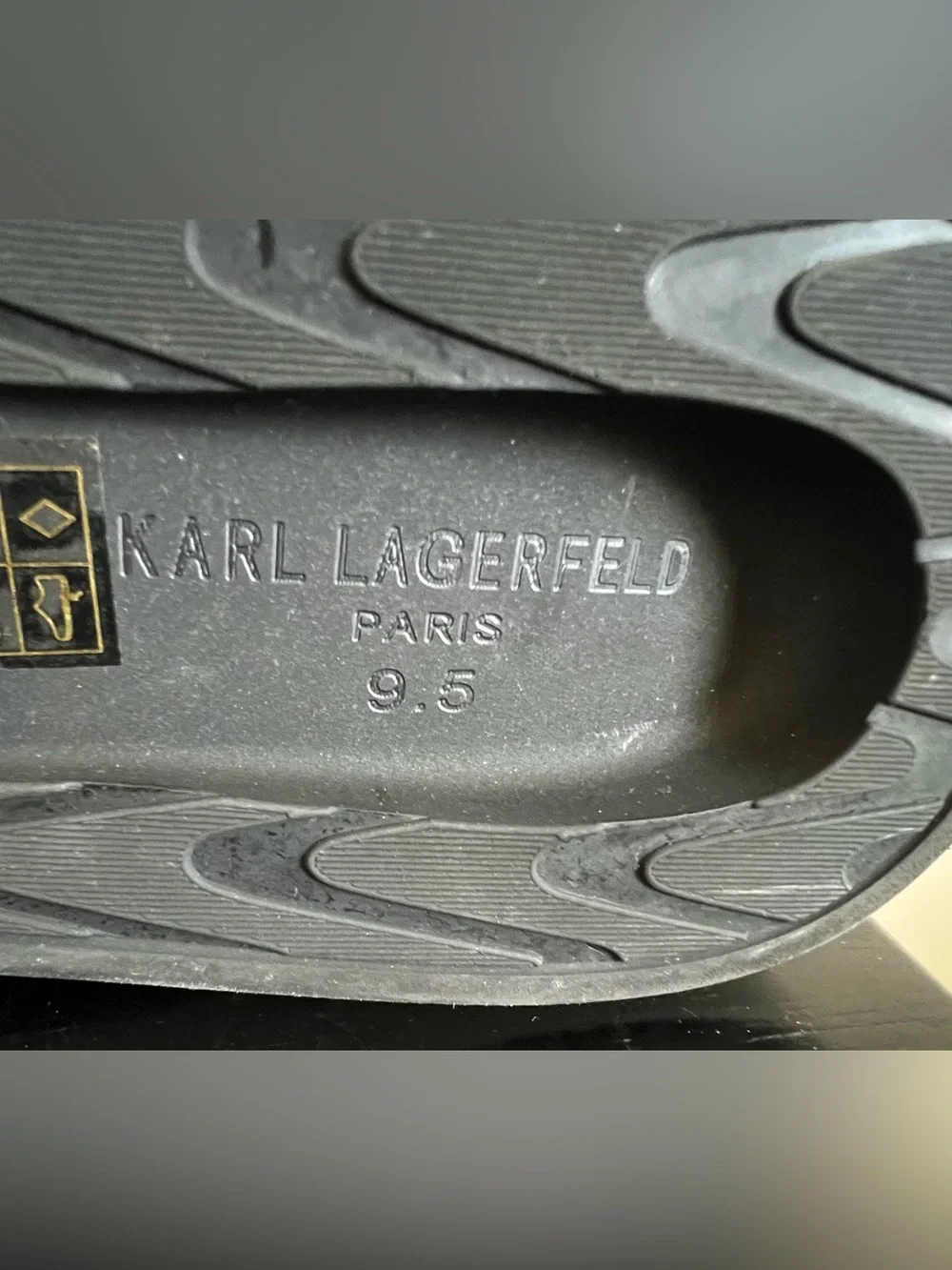 Karl Lagerfeld Paris Men's Leather Laceless Slip On Sneakers Shoes Black Sz 9.5